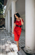Red evening dress Formal women midi gown